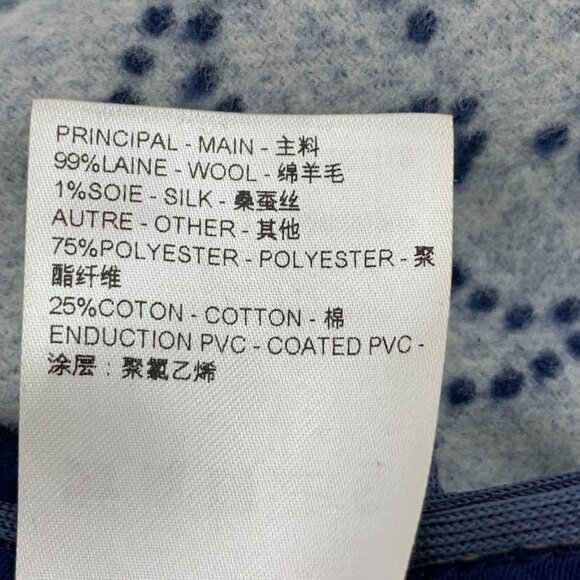 Louis Vuitton Womens Reversible Wool Hooded Belt Coat Blue Logo Print Size 36 XS - Picture 7 of 8